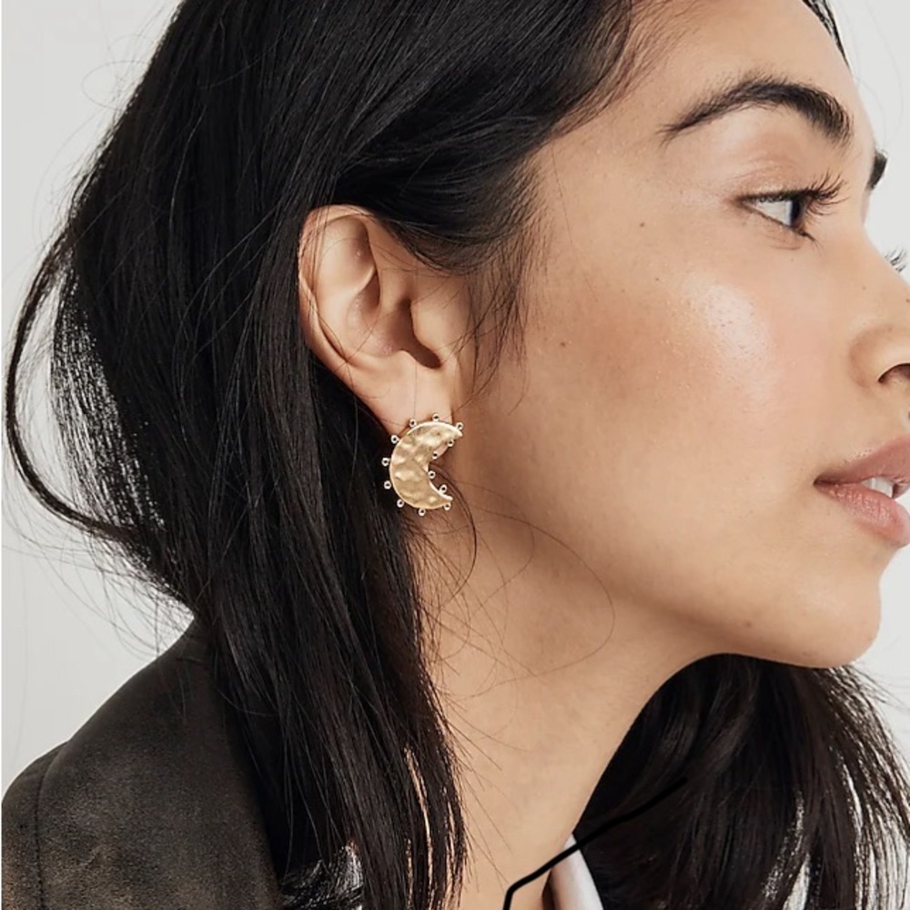 Madewell Dotted Moon Statement Stud Earrings